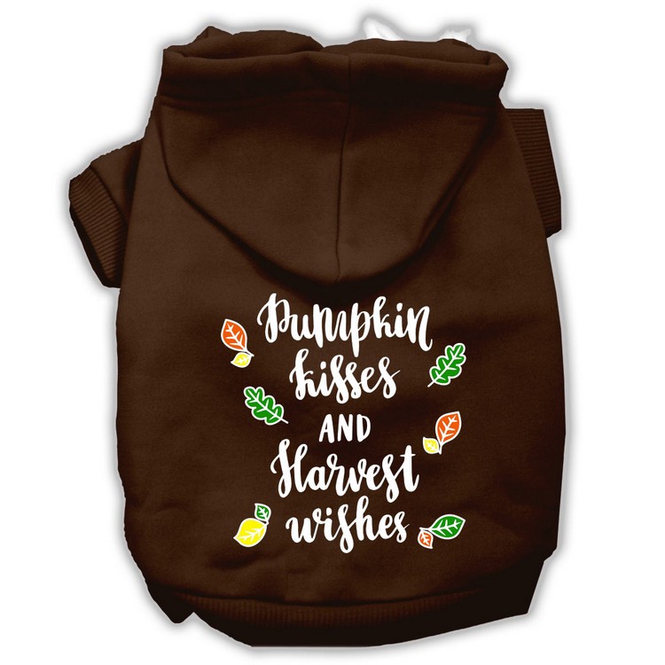 Pumpkin Kisses Screenprint Dog Hoodie Brown M